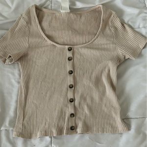 Tan crop top with buttons